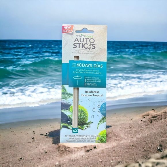 Three 2 Packs Auto Car Sticks Air Freshener Fragrance Diffusers Rain Tropical - Picture 2 of 3